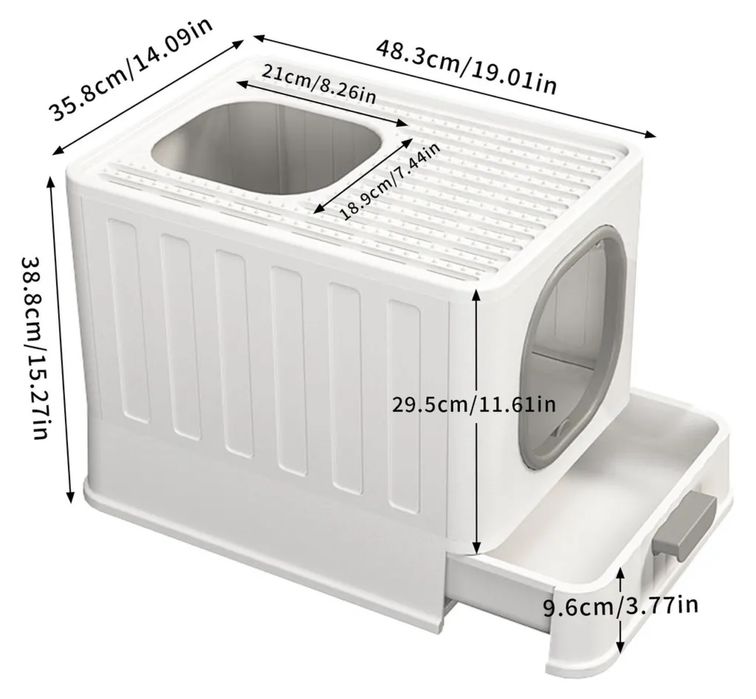 Zamknięta kuweta dla kota, wymiary 45,3 × 35,8 × 38,8 cm
