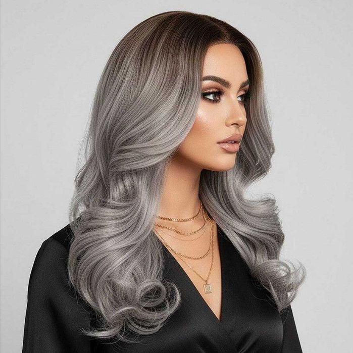 Peruka z koronką w odcieniu platynowego blond ombre