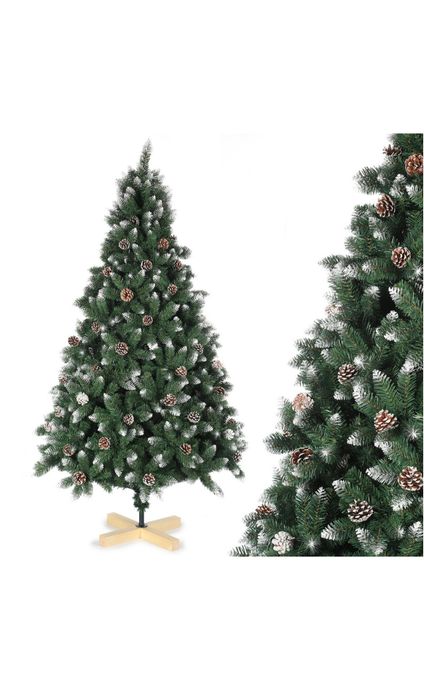 Choinka sztuczna ośnieżona 270 cm – 1400 gałązek i 35 szyszek, stojak