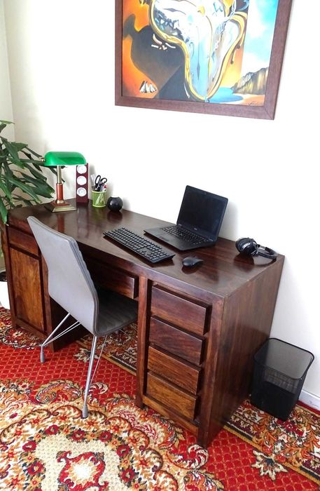 Indyjskie biurko z litego drewna palisander + krzesło – AlmiDecor