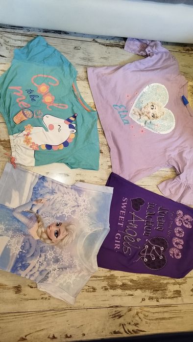 Koszulki bluzki na lato krótkie dla dziewczynki rozm 122/128