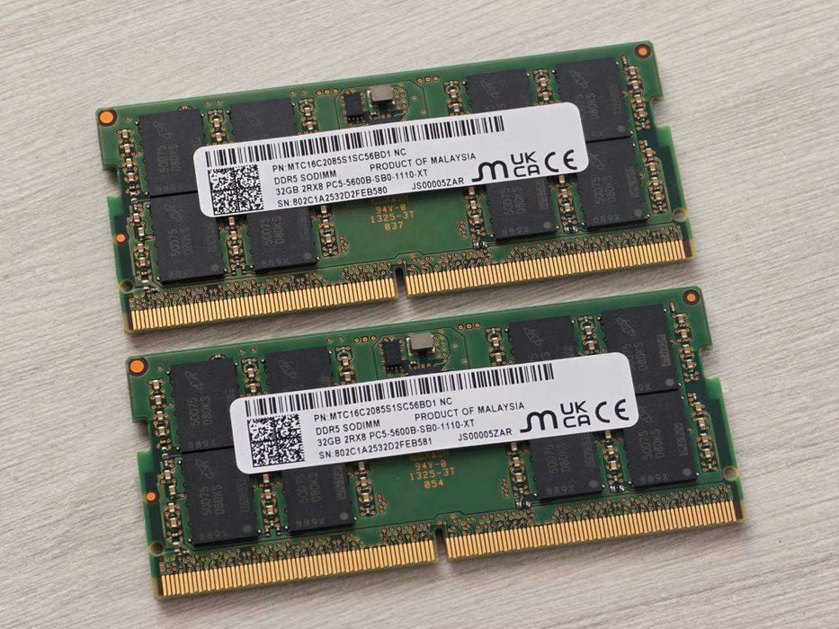 Micron 64GB (2x32GB) SO-DIMM DDR5 5600 MHz (MTC16C2085S1SC56BD1)