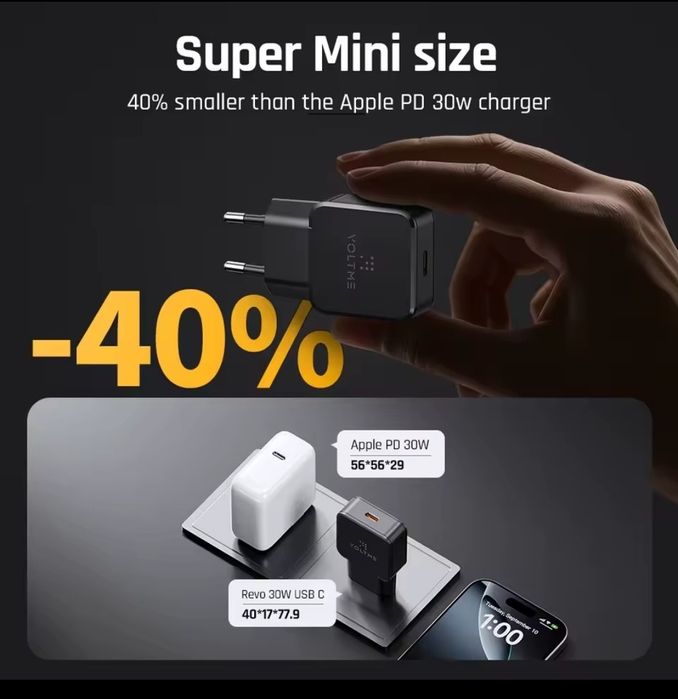 VOLTME Revo 30W GaN ультратонкий зарядний пристрій USB-C PD 3.0 iPhone