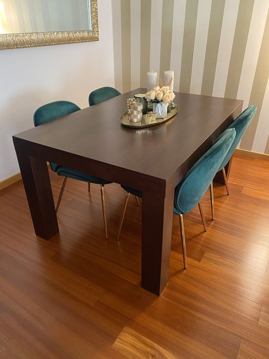Mesa de madeira maciça extensivel  ee refeição sala64553260689795120