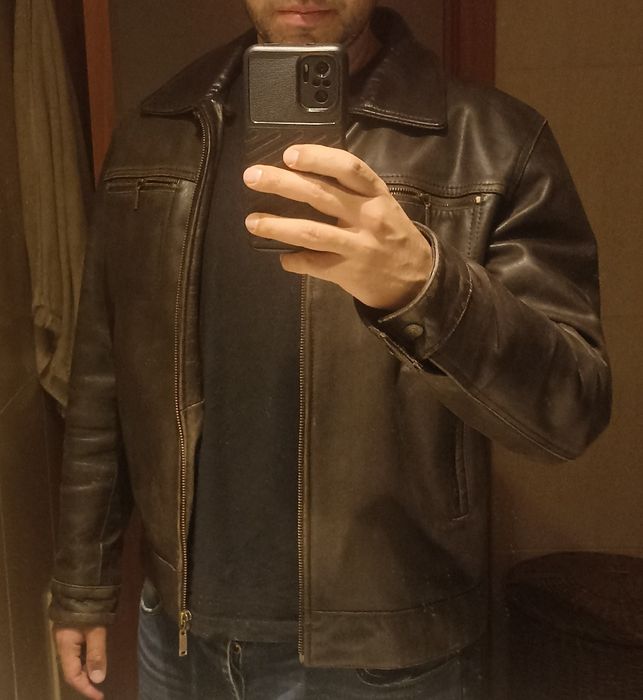 Casaco vintage de couro de búfalo