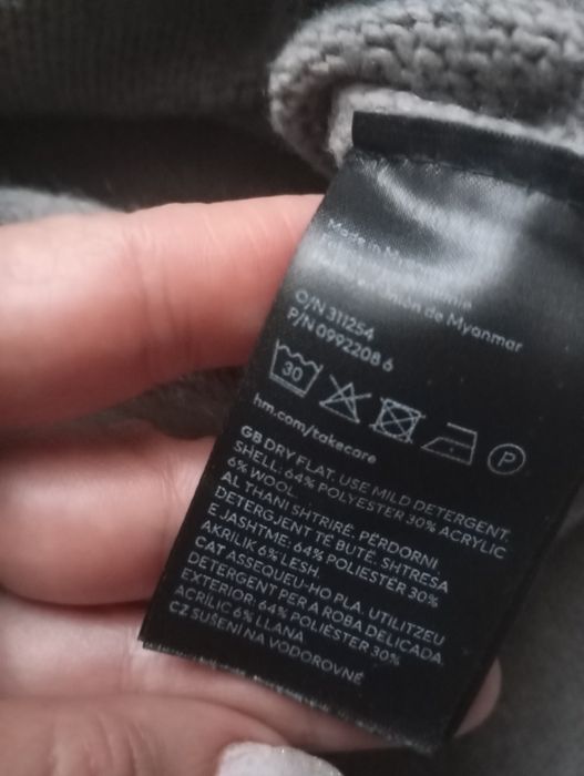 H&M S-M pudełkowy sweter z wełną w kolorze taupe kakao
