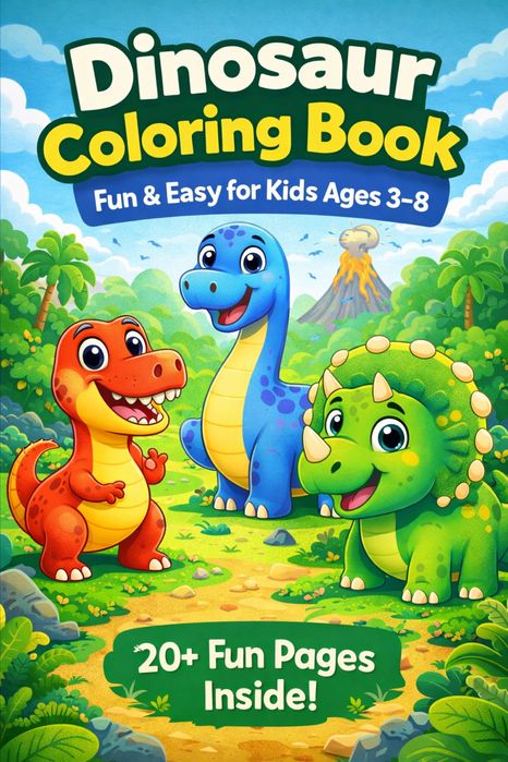 Livro de colorir infantil dinossauros (download imediato)
