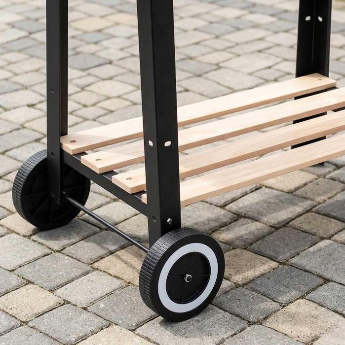 Grill Węglowy Ogrodowy Na Kółkach NOWY Półki Duży 5w1 Stalowy + GRATIS Rożen