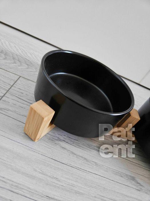 Miski ceramiczne dla psa kota zestaw 2 sztuki x 400 ml czarne zestaw