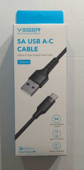 Kabel USB Typ C szybkie ładowanie 100W 5A Transmisja danych 1,2 m