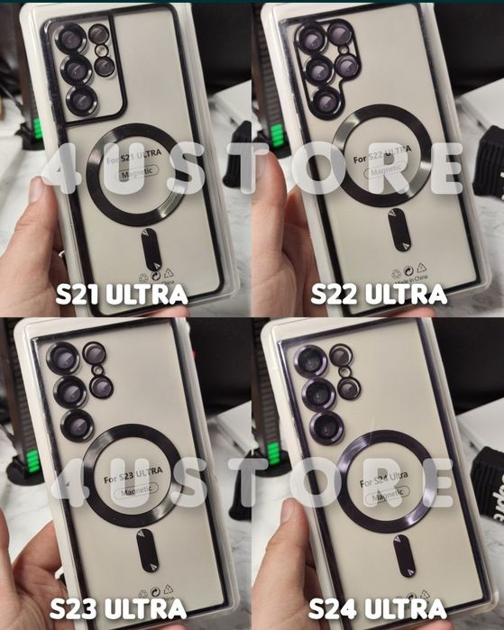 Чехол Chrome Magsafe на Samsung S23 S24 S25 Ultra чохол лінзами камер