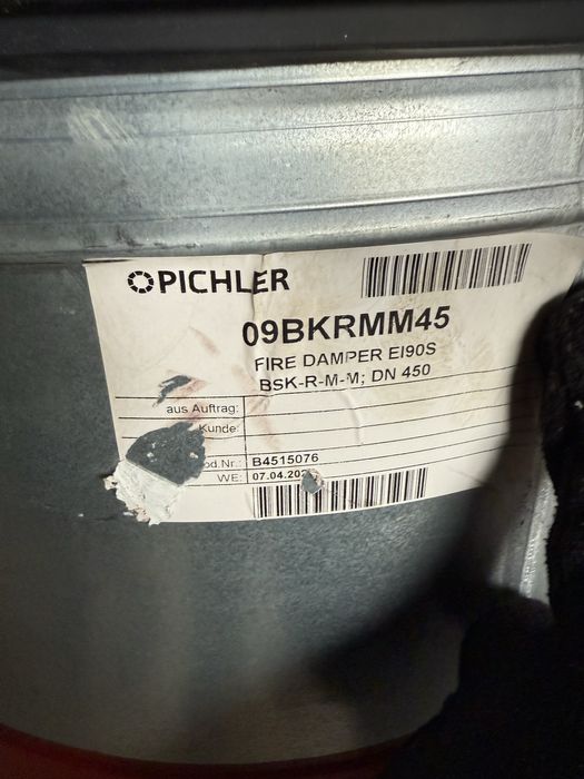 Klapa przeciwpozarowa OPICHLER EI90S DN 450 okragla