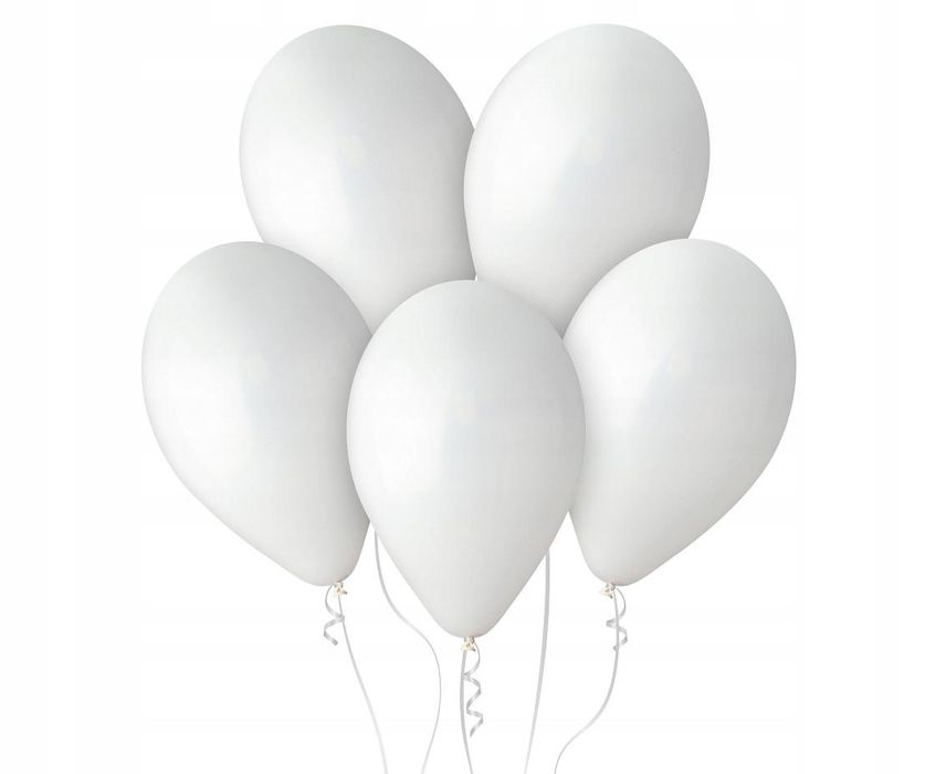 Balon lateksowy biały pastelowy 12 cali, 30 cm 10szt, chrzest, komunia