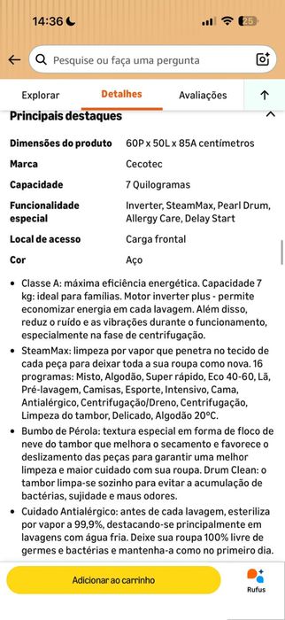 Máquina de Lavar Roupa Cecotec