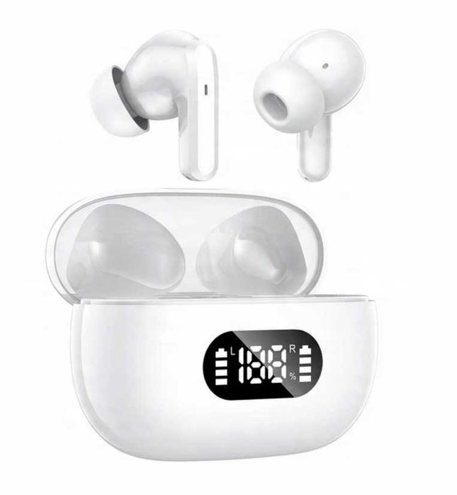 Słuchawki bluetooth 5.1 bezprzewodowe douszne, etui ładujące, mikrofon