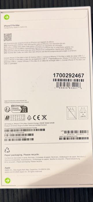 Iphones 17 pro max 256Gb selados !