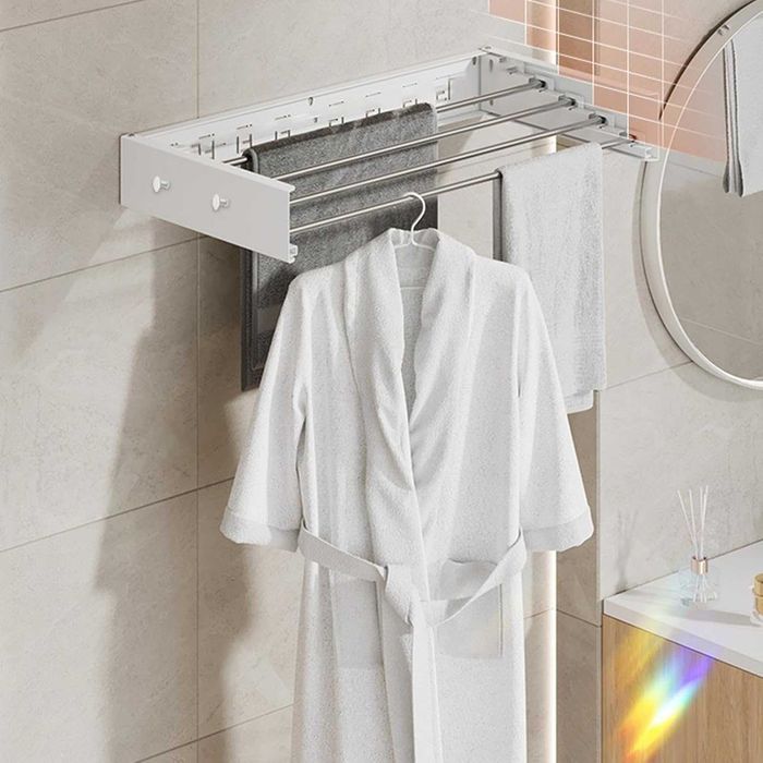 Składana suszarka na pranie do montażu na ścianie – 4 drążki