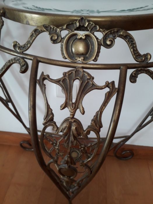 Mesa biselada em vidro e latão com espelho64738404548737121