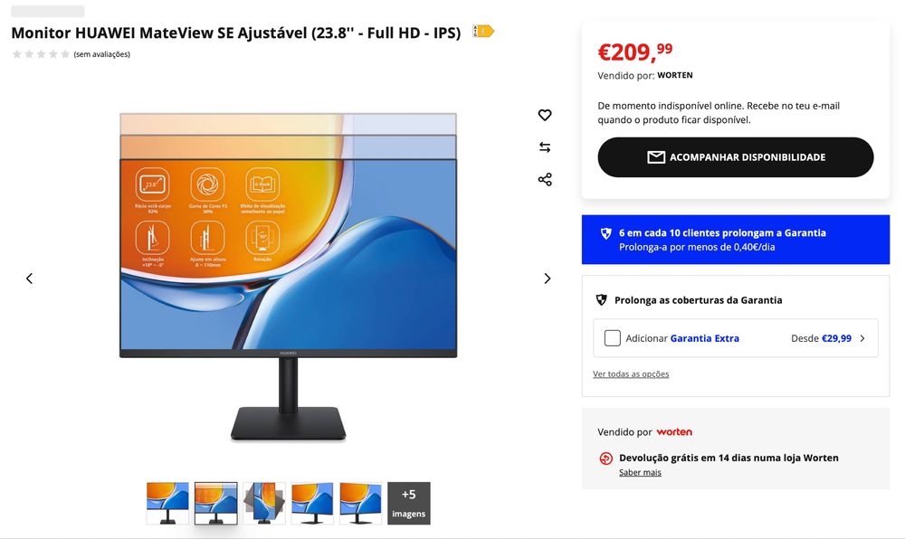 Monitor HUAWEI MateView SE Ajustável 23.8” Full HD