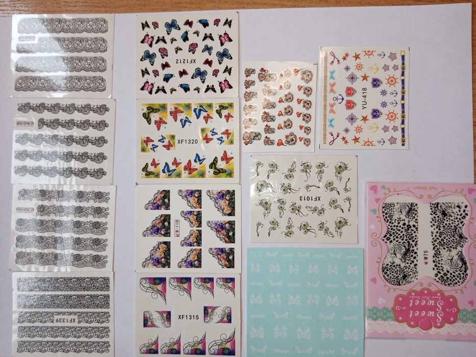 Слайдеры-наклейки для ногтей (новый год,кружева, леопард, морские)