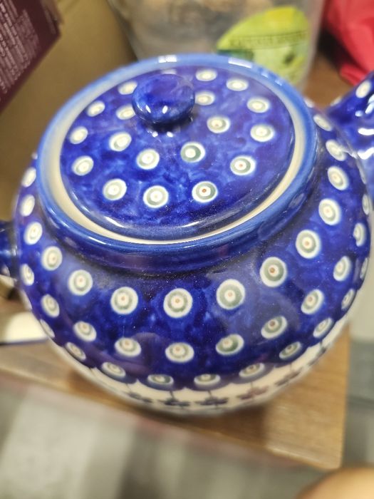 Porcelana Bolesławiec imbryk czajnik handmade Poland