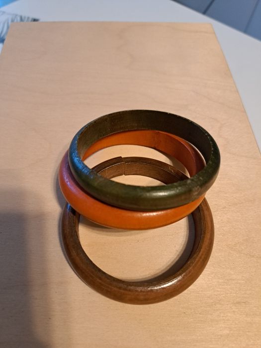 Drewniane bransoletki zestaw 3 sztuk boho retro vintage