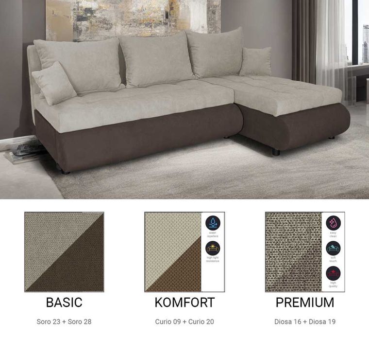 Narożnik z funkcją spania Nela / Różne kolory / Raty / SZYBKA DOSTAWA!