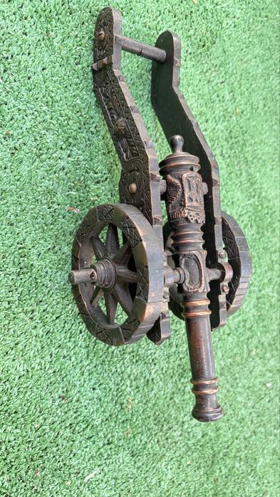 Canhão Antigo Decorativo Ferro Fundido Miniatura Militar Coleção