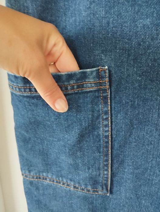 Ogrodniczki dżinsowa mini sukienka rozm S