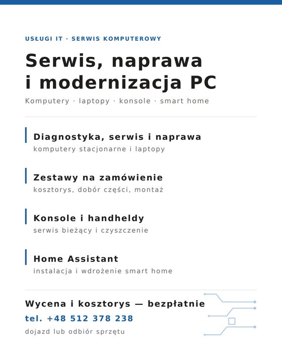 Cieszyn i okolice - Serwis komputerowy — naprawa PC, laptopów, konsol | modernizacja