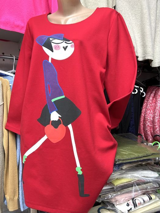 платье короткое, туника, плотный натуральный трикотаж.М-L