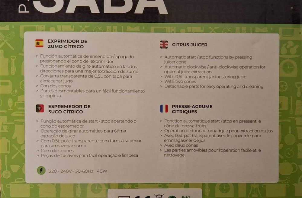 Espremedor de citrinos Saba 0.5l