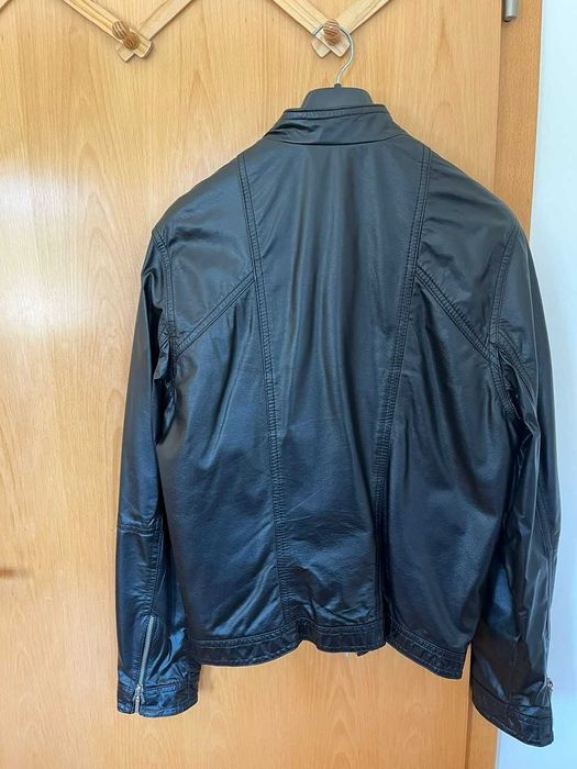 Casaco Preto de Couro Masculino, made in Buenos Aires