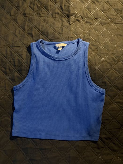 niebieski top na ramiaczkach h&m