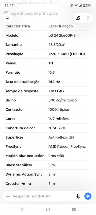 Monitor LG gaming