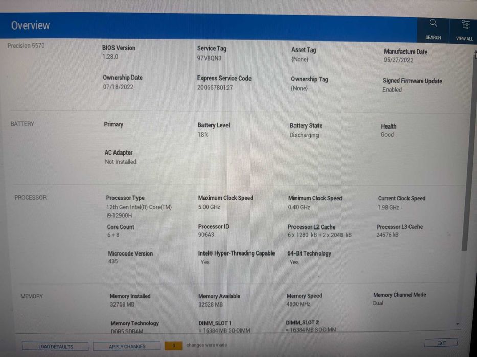 Dell Precision 5570 i9 | 32GB | RTX A2000 8GB | 1TB