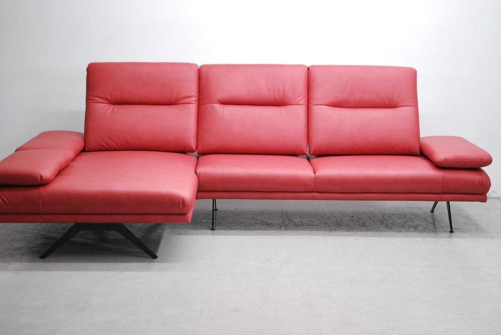 PKŁ NAROŻNIK PROMOCJA regulowana wysokość oparcia eko skóra czerw