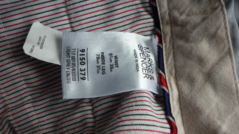 M & S - męskie bawełniane spodnie na lato r; 36/31