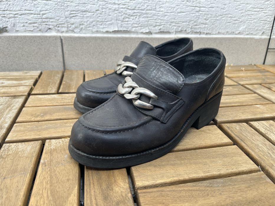 Mokasyny loafers vintage skorzane lancuch