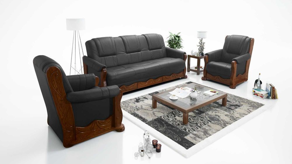 Skórzany zestaw 311 stylowy KOMFORT skóra naturalna dąb PRODUCENT