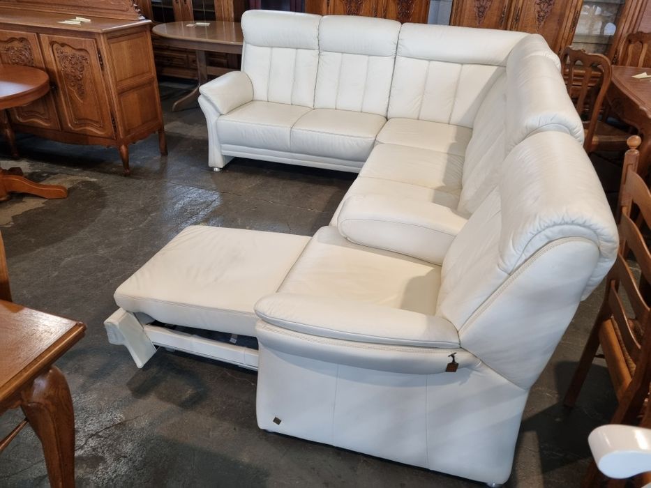 komplet wypoczynkowy ze skóry kanapa naroznik