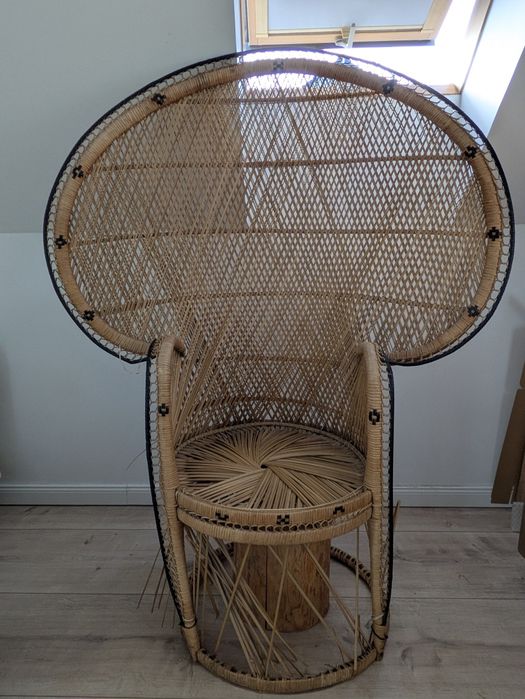 Komplet plecionych Boho rattanowych mebli ławeczka łóżko