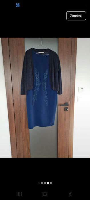 Komplet sukienka granatowa bolerkiem