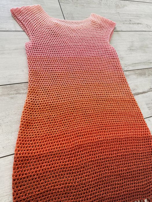 Szydełkowa letnia sukienka siateczka handmade