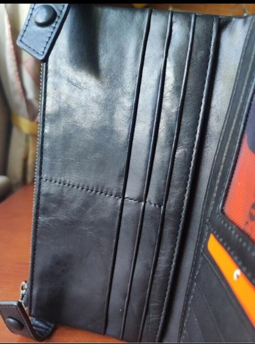 Кожаный женский Кошелек (гаманець) - Шоколад  и Черный