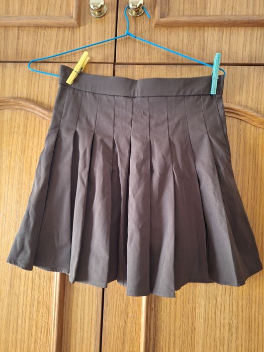 Saia Castanha com Pregas T: 38 SHEIN