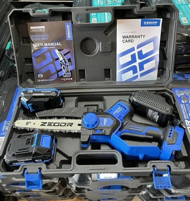 Пила ланцюгова акумуляторна Zegor CSAX-21BL-8 (2 АКБ по 2ампера)