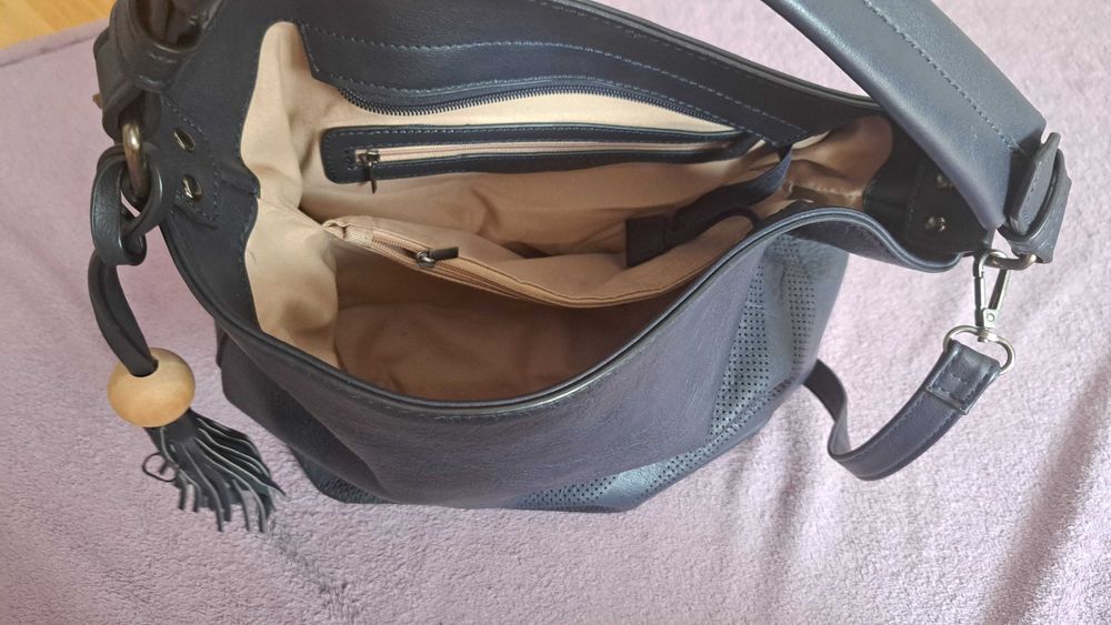 Torba na ramię shopper granatowa