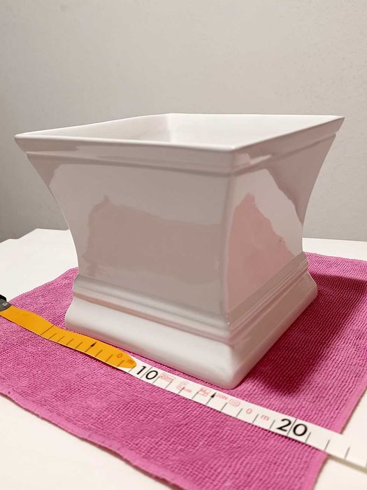 2 Vasos Quadrados Brancos para Jardim/Decoração