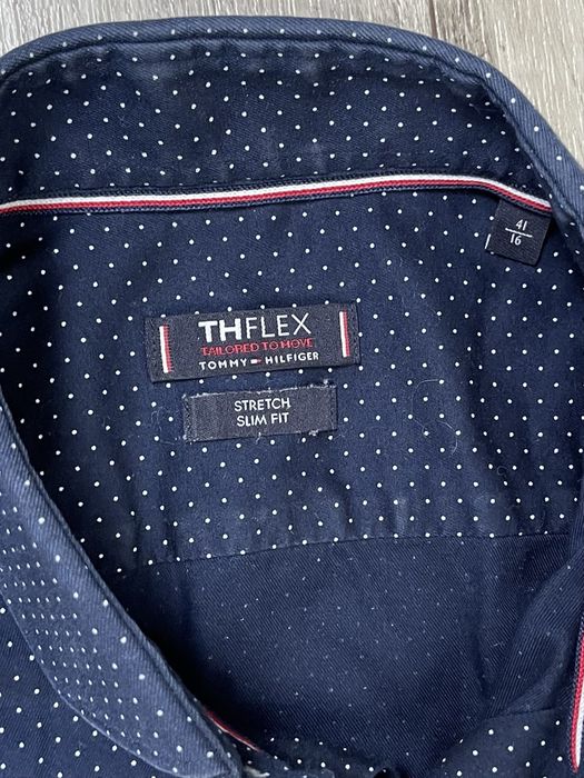 Tommy Hilfiger slim fit рубашка 41 L размер с длинным рукавом синяя